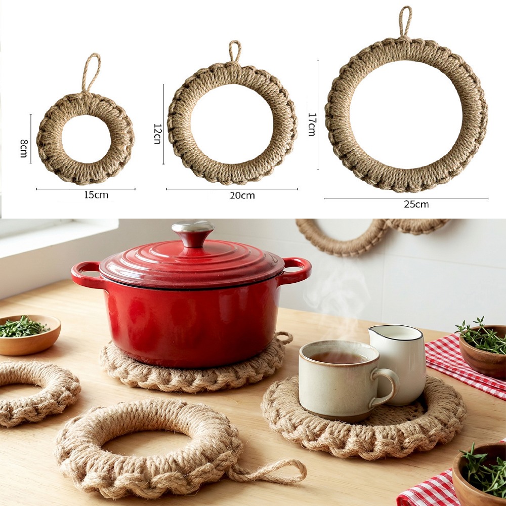 Cast Iron Corn - 2Pcs Alas Panci Anyaman Jute Rustic