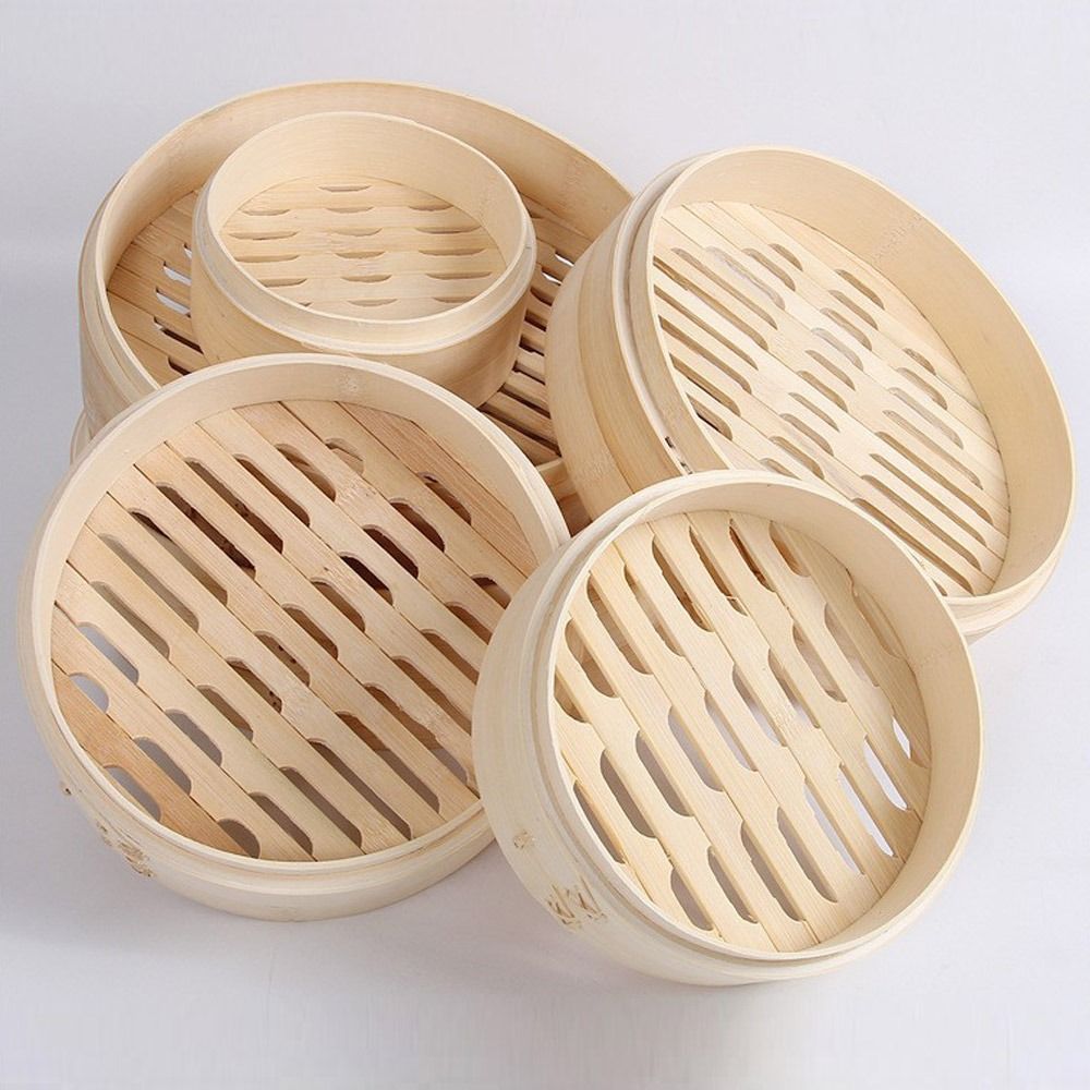 Bao Steamer Bamboo - Keranjang Kukus Bambu Cina dengan Tutup,