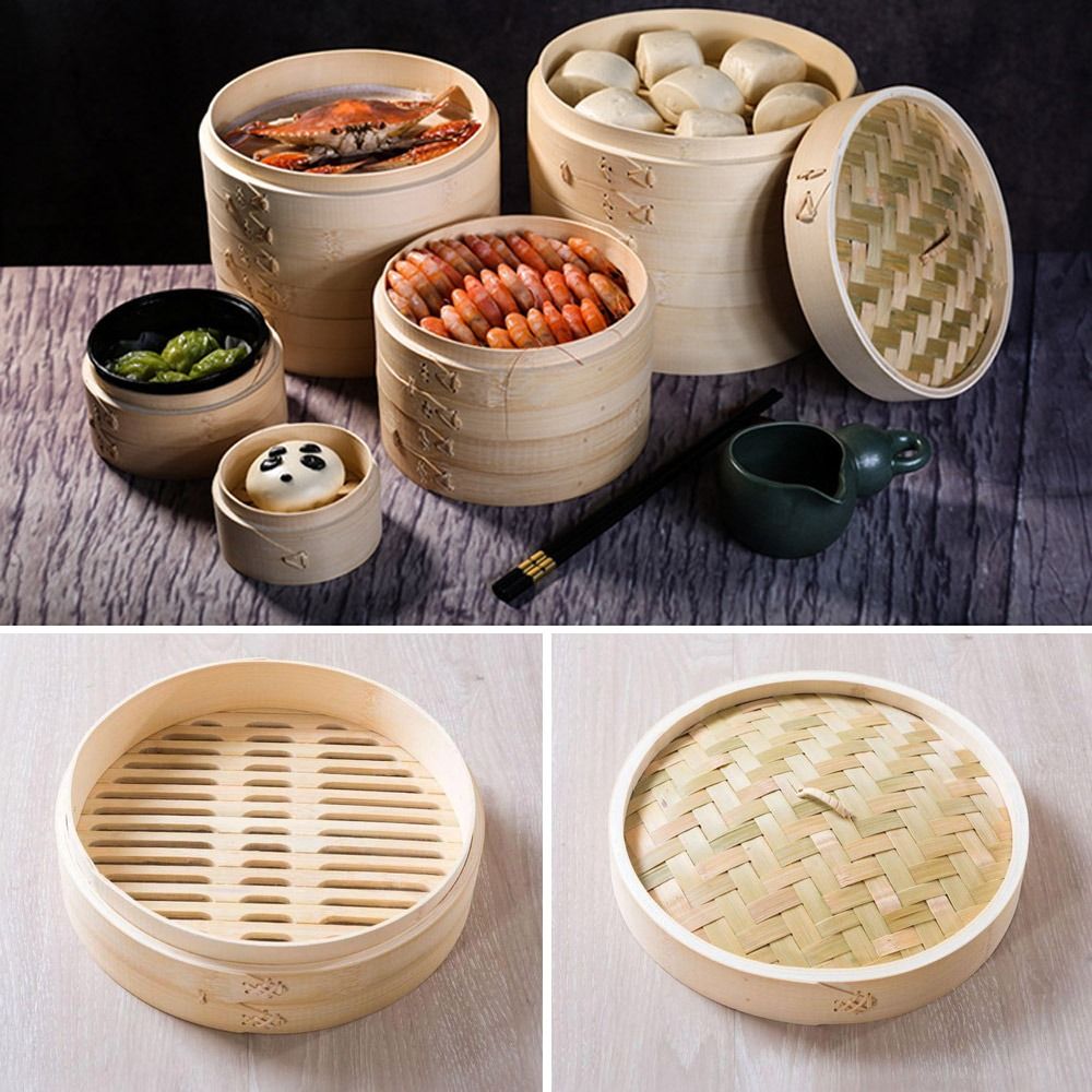 Bao Steamer Bamboo - Keranjang Kukus Bambu Cina dengan Tutup