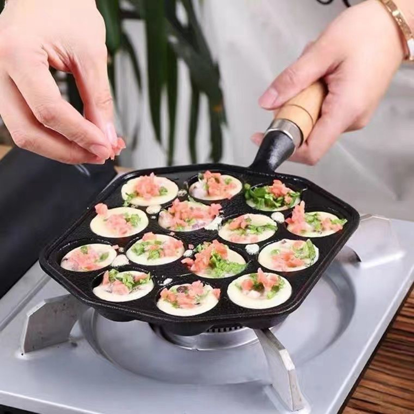 Takoyaki Grill Plate - Panci Panggangan Takoyaki Mudah Dibersihkan Besi