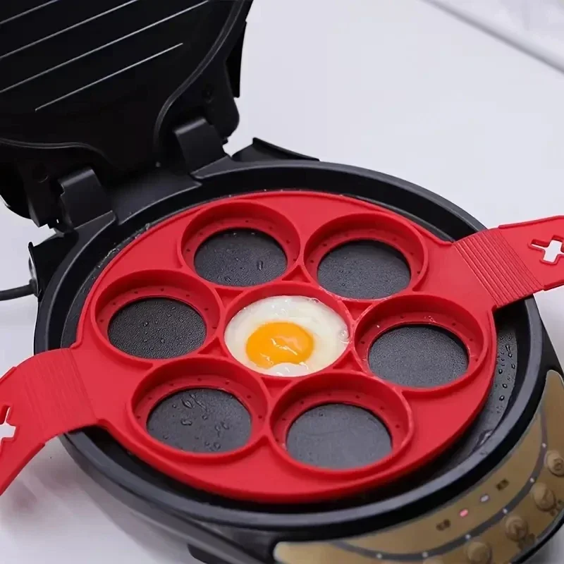 Egg Waffle Pan - Silikon 7 lubang lingkaran penggorengan sarapan