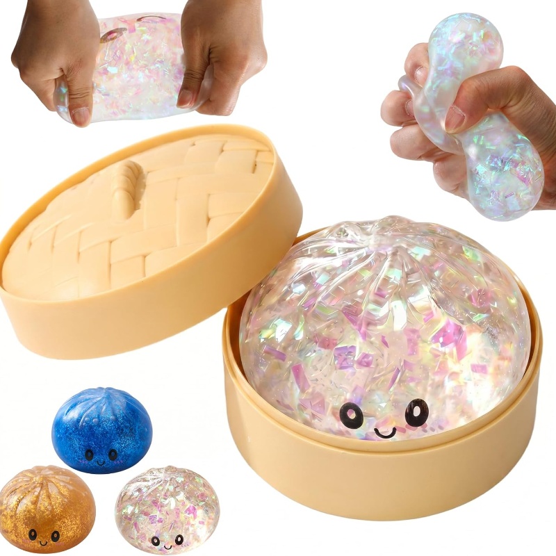 Mainan Squishy Glitter Bao Bun - Bao Steamer Bamboo ulasan dan harga